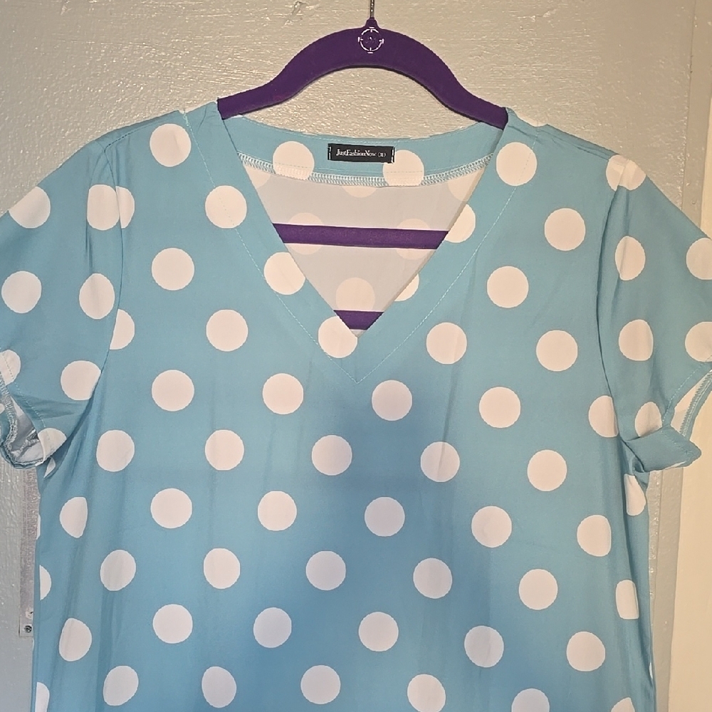 Just My Size Blue Polka Dot Women's Top